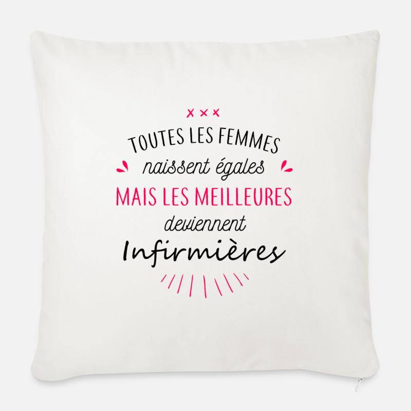 Deviennent infirmières - Coussin et housse de 45 x 45 cm - blanc nature