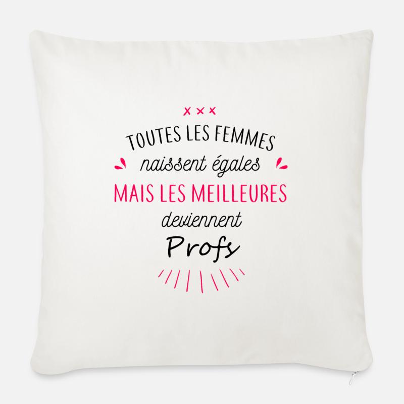 Deviennent profs - Coussin et housse de 45 x 45 cm - blanc nature