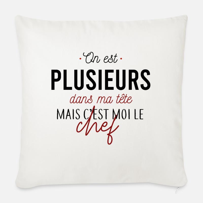 C'est moi le chef - Coussin et housse de 45 x 45 cm - blanc nature