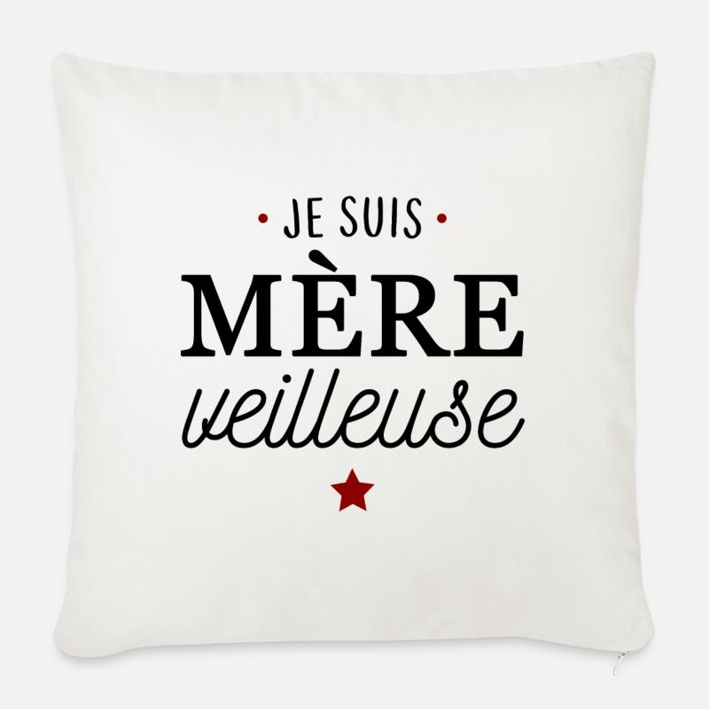Je suis mère-veilleuse - Coussin et housse de 45 x 45 cm - blanc nature