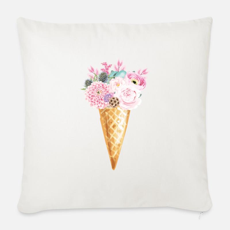 permonte Vintage Summer Eis Waffel - Sofakissen mit Füllung 45 x 45 cm - Naturweiß 