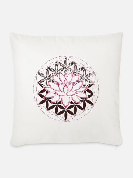 Lotus Blume des Lebens - Sofakissen mit Füllung 45 x 45 cm - Naturweiß 