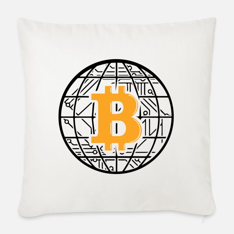 Bitcoin Blockchain Globe - Sofakissen mit Füllung 45 x 45 cm - Naturweiß 
