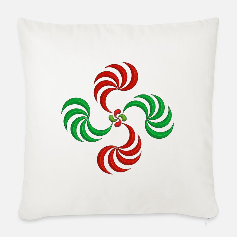 Croix Basque rouge et verte - Coussin et housse de 45 x 45 cm - blanc nature