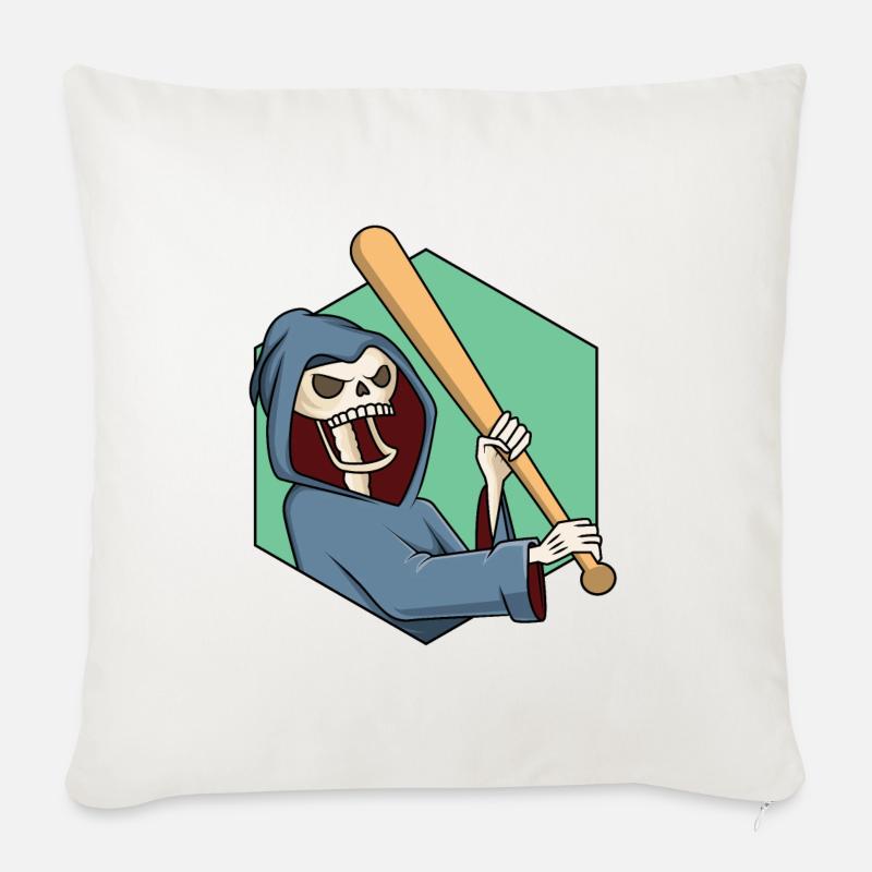 Sensenmann mit Baseballschläger - Sofakissen mit Füllung 45 x 45 cm - Naturweiß 