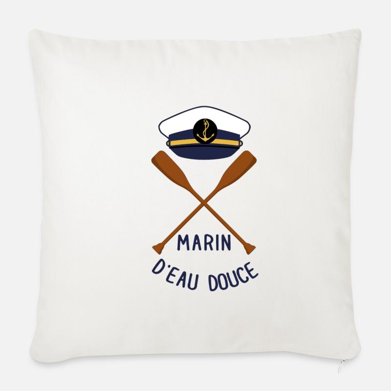 marin d'eau douce - Coussin et housse de 45 x 45 cm - blanc nature