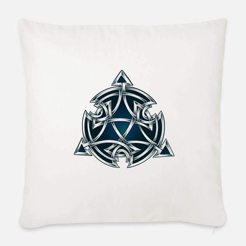 Symbole celtique noir & vert dotwork - Coussin et housse de 45 x 45 cm - blanc nature