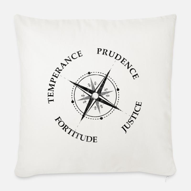 Vintage Vertus cardinales Compas Vertus cardinales - Coussin et housse de 45 x 45 cm - blanc nature