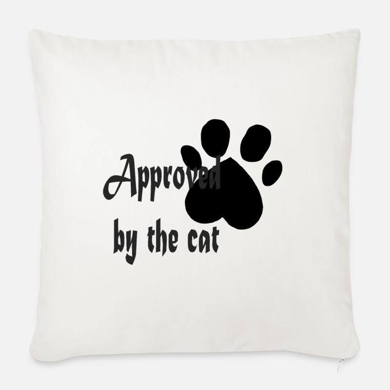 Approuvé par le chat - Coussin et housse de 45 x 45 cm - blanc nature