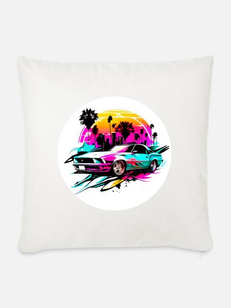 Miami Car 3 - Sofakissen mit Füllung 45 x 45 cm - Naturweiß