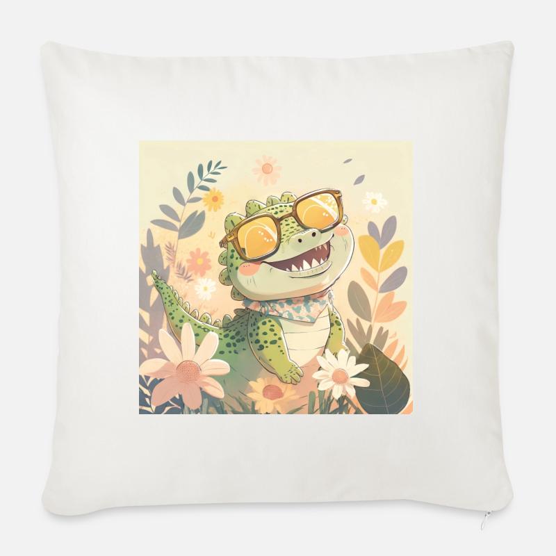 Bébé crocodile - Coussin et housse de 45 x 45 cm - blanc nature