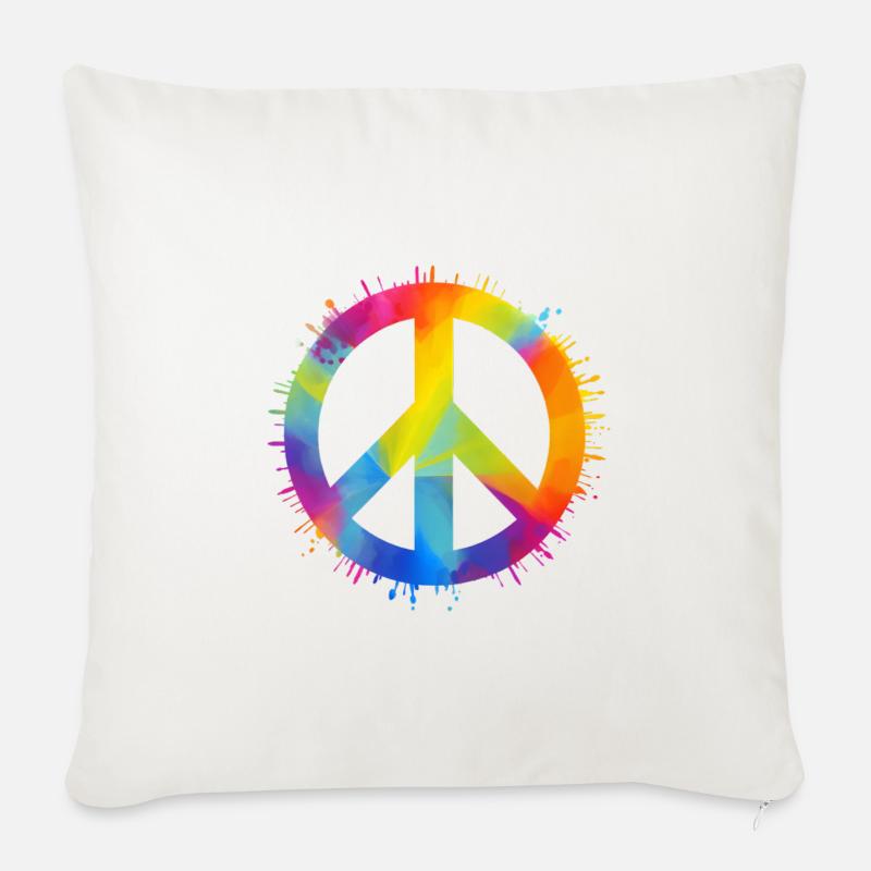 Regenbogen Peace - Sofakissen mit Füllung 45 x 45 cm - Naturweiß 