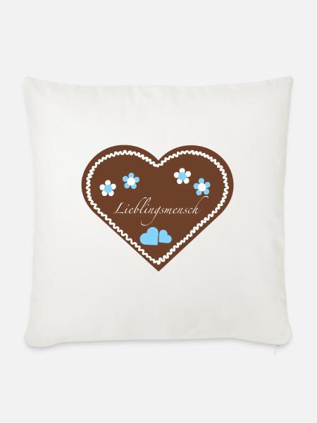 "Jahrmarkt-Liebe" Lieblingsmensch hellblau - Sofakissen mit Füllung 45 x 45 cm - Naturweiß 