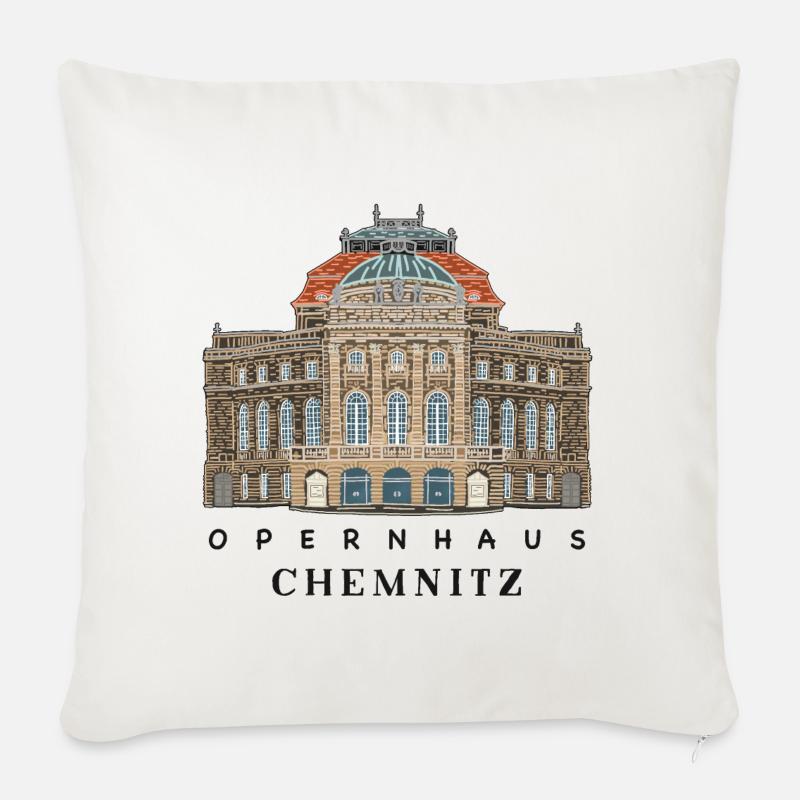 Opéra de Chemnitz, Allemagne Dessin - Coussin et housse de 45 x 45 cm - blanc nature