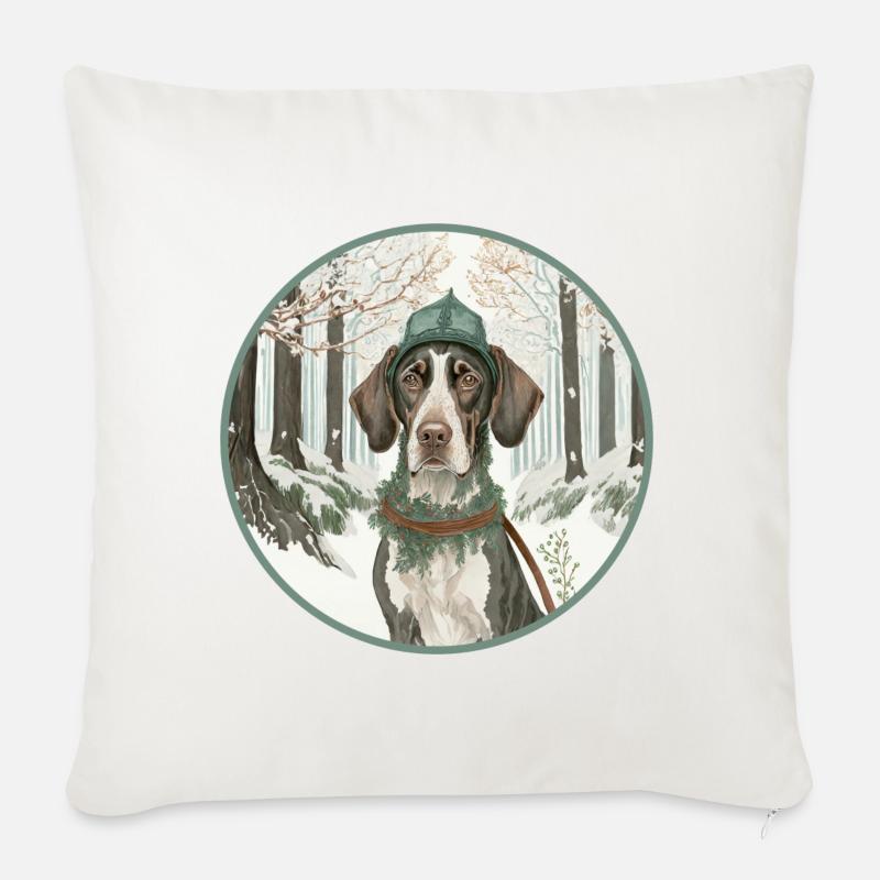 Jagdhund - Sofakissen mit Füllung 45 x 45 cm - Naturweiß 