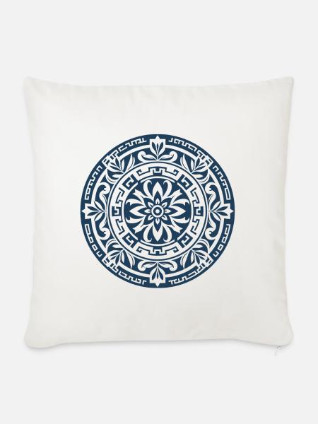 Altgriechisches Mandala 1 - Sofakissen mit Füllung 45 x 45 cm - Naturweiß