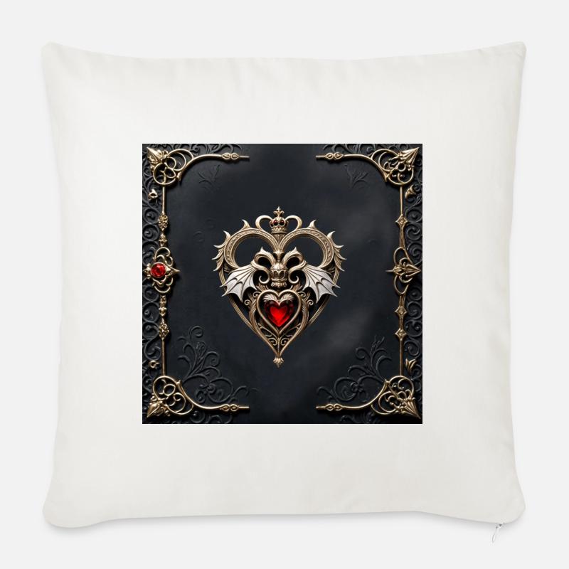 Atemberaubendes gotisches Herz - Sofakissen mit Füllung 45 x 45 cm - Naturweiß 