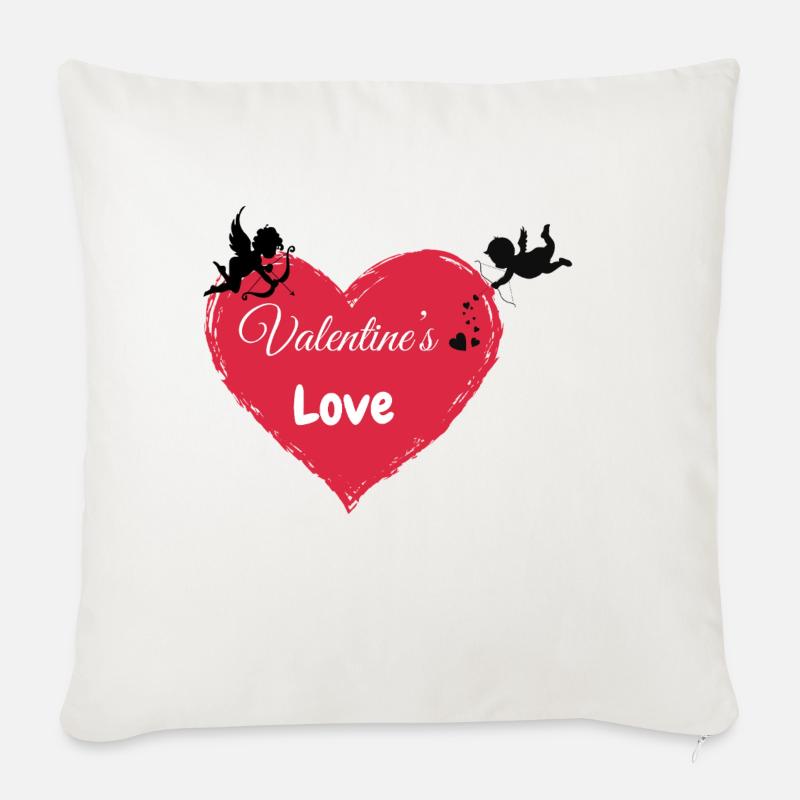 Saint-Valentin - Coussin et housse de 45 x 45 cm - blanc nature