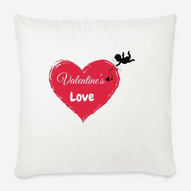 Saint-Valentin - Coussin et housse de 45 x 45 cm - blanc nature