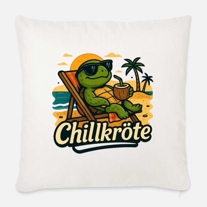 Chillkroete - einfach mal langsam angehen - Sofakissen mit Füllung 45 x 45 cm - Naturweiß 