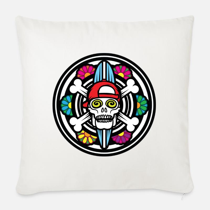 Crâne de surf - Coussin et housse de 45 x 45 cm - blanc nature