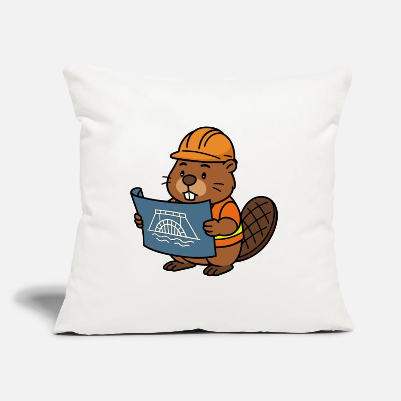 Beaver Construction Worker Bob Master Builder Plan Construction Dam Sofa pillow with filling 45cm x 45cm