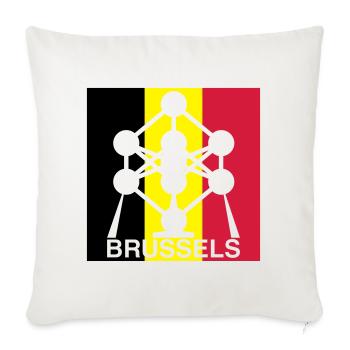 Brussels Atomium – Icône du Carré du Drapeau belge - Coussin et housse de 45 x 45 cm - blanc nature - Devant