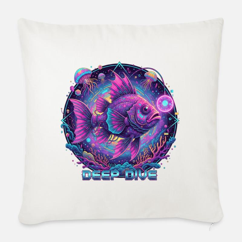 Deep Dive Neonfisch Unterwasser - Sofakissen mit Füllung 45 x 45 cm - Naturweiß 
