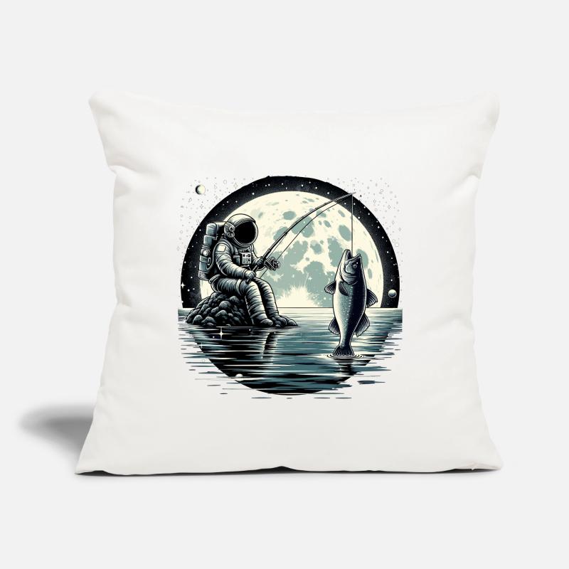 Astronaute pêche sur la Lune : conception spatiale Coussin et housse de 45 x 45 cm