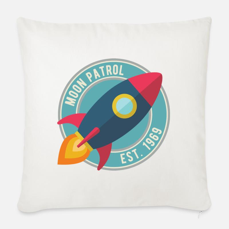 Fusée Moon Patrol Rocket - Coussin et housse de 45 x 45 cm - blanc nature