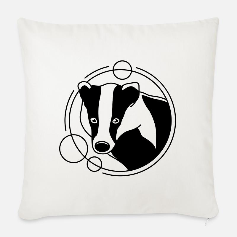 Dachs in geometrischer Form - Line-Art-Design - Sofakissen mit Füllung 45 x 45 cm - Naturweiß