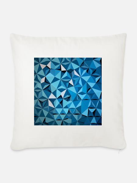 Geometrisches blaues Sechseck - Sofakissen mit Füllung 45 x 45 cm - Naturweiß 