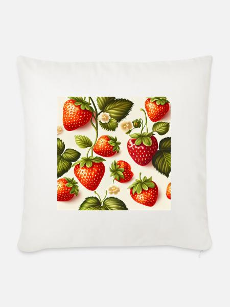 Jahrgang Erdbeere - Sofakissen mit Füllung 45 x 45 cm - Naturweiß