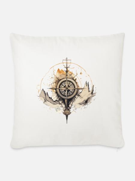 Kompass filigran - Sofakissen mit Füllung 45 x 45 cm - Naturweiß 