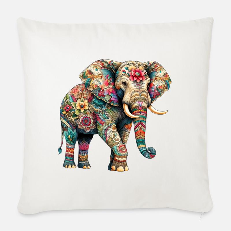 Elefant - Sofakissen mit Füllung 45 x 45 cm - Naturweiß 