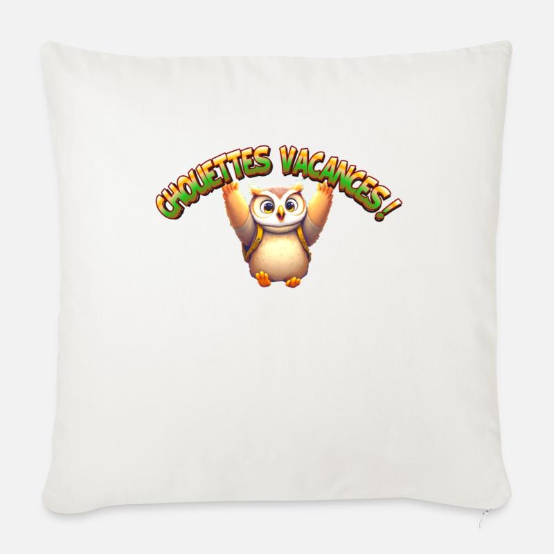 Chouettes Vacances 1 - Coussin et housse de 45 x 45 cm - blanc nature