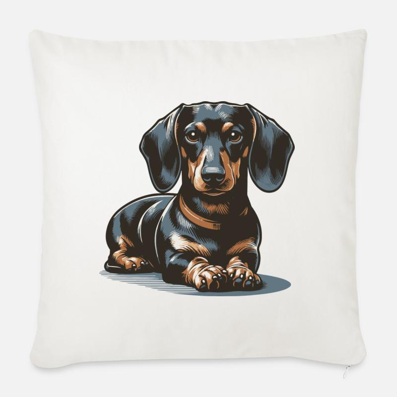 Teckel - Coussin et housse de 45 x 45 cm - blanc nature