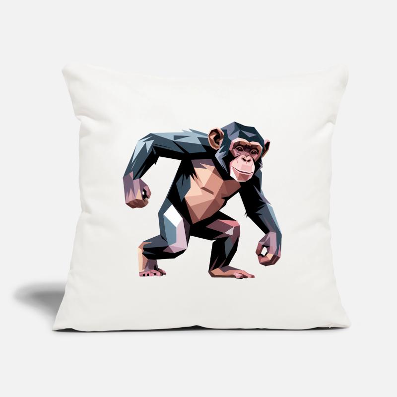 Monkey - Cool Low Poly Logo Coussin et housse de 45 x 45 cm