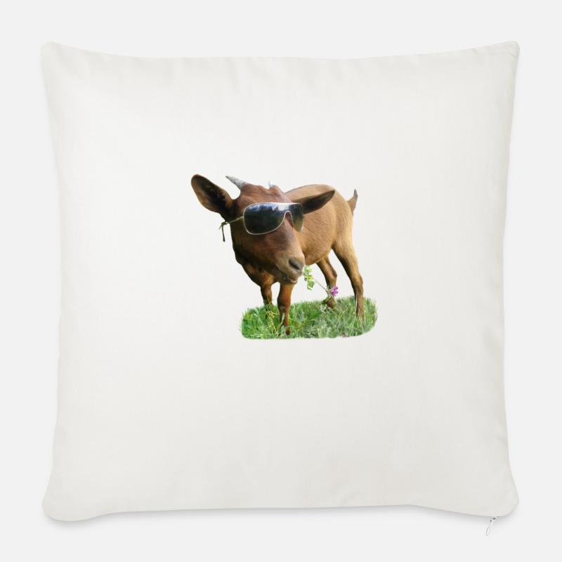 Ziege mit Brille - Sofakissen mit Füllung 45 x 45 cm - Naturweiß 