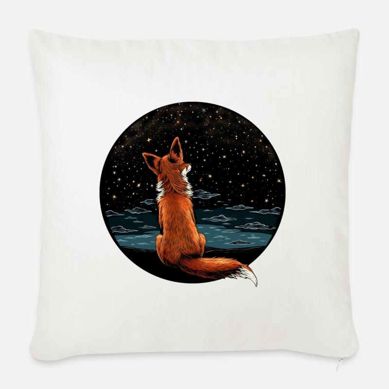 Fuchs mit Sternenhimmel - Sofakissen mit Füllung 45 x 45 cm - Naturweiß 