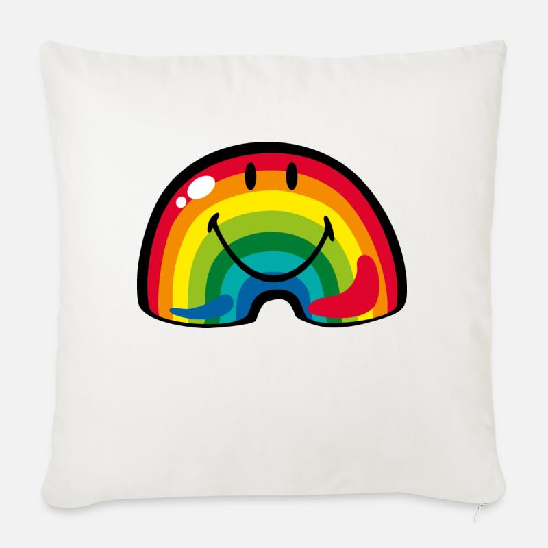 Smiley Rainbow - Sofakissen mit Füllung 45 x 45 cm - Naturweiß 