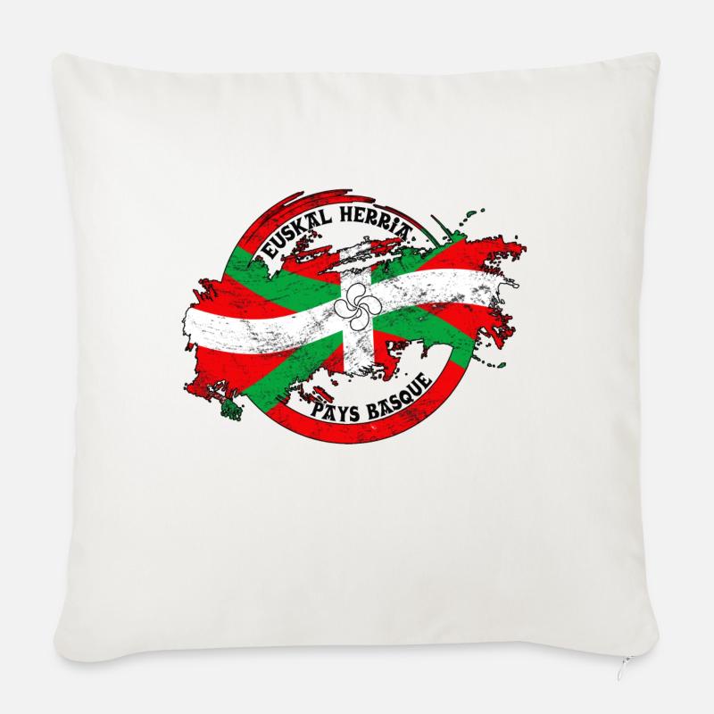 Ikurriña, drapeau du pays Basque - Coussin et housse de 45 x 45 cm - blanc nature