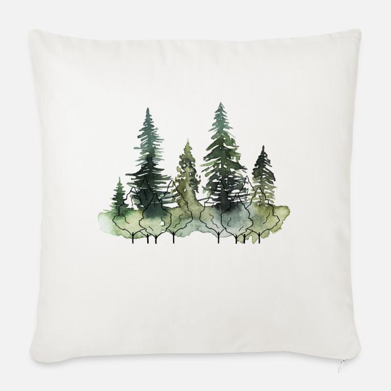 Bäume, Wald, Kunst, Aquarell - Sofakissen mit Füllung 45 x 45 cm - Naturweiß 