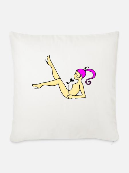 Ironische Frau - Sofakissen mit Füllung 45 x 45 cm - Naturweiß