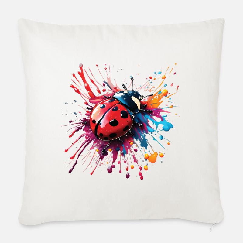 Colorful Ladybug Design, No Text - Sofa pillow with filling 45cm x 45cm - natural white