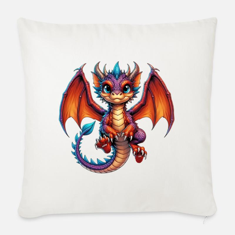 Drache - Sofakissen mit Füllung 45 x 45 cm - Naturweiß 