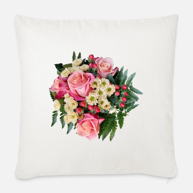 Blumenstrauß – Pastellträume - Sofakissen mit Füllung 45 x 45 cm - Naturweiß 