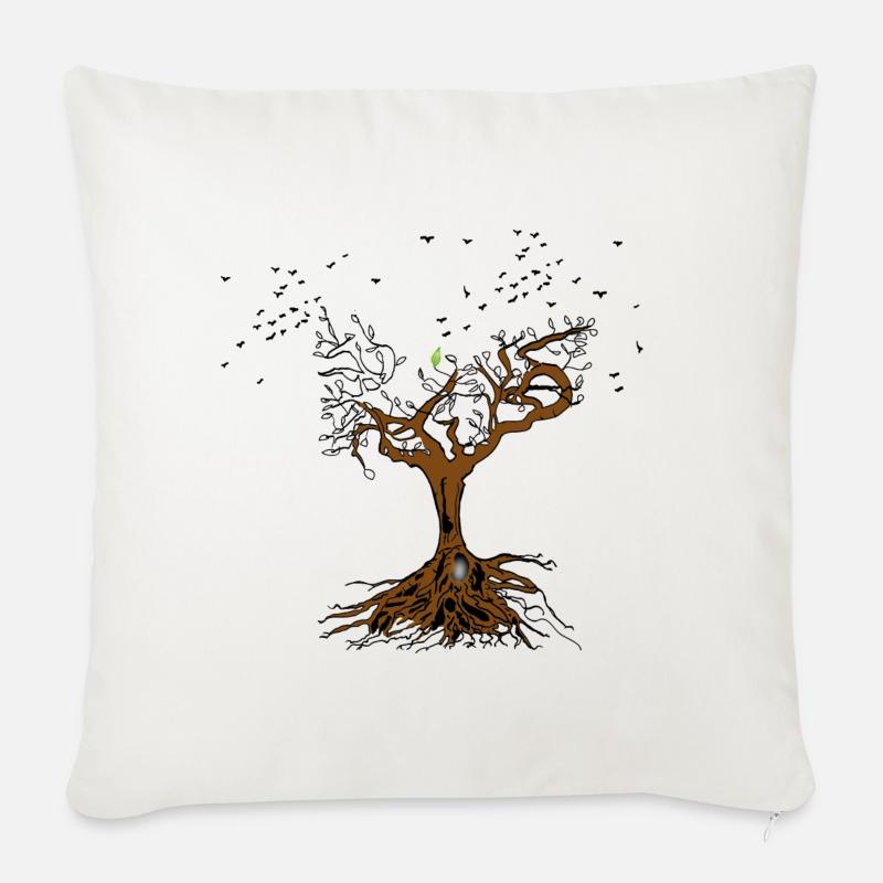 Lebensbaum - Sofakissen mit Füllung 45 x 45 cm - Naturweiß 