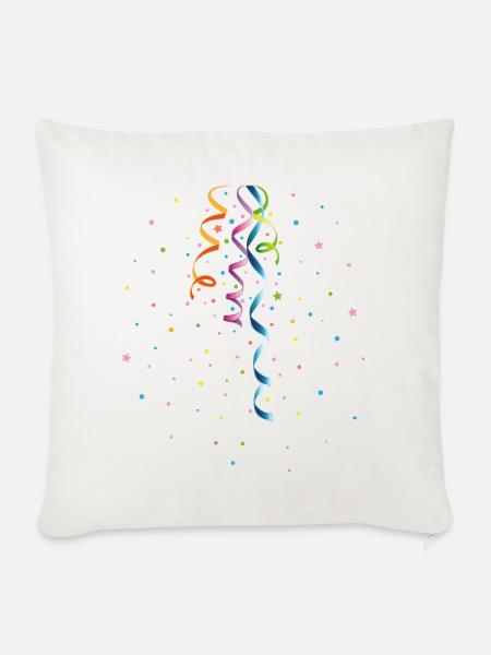 Konfetti und Luftschlangen buntes Party-Design - Sofakissen mit Füllung 45 x 45 cm - Naturweiß