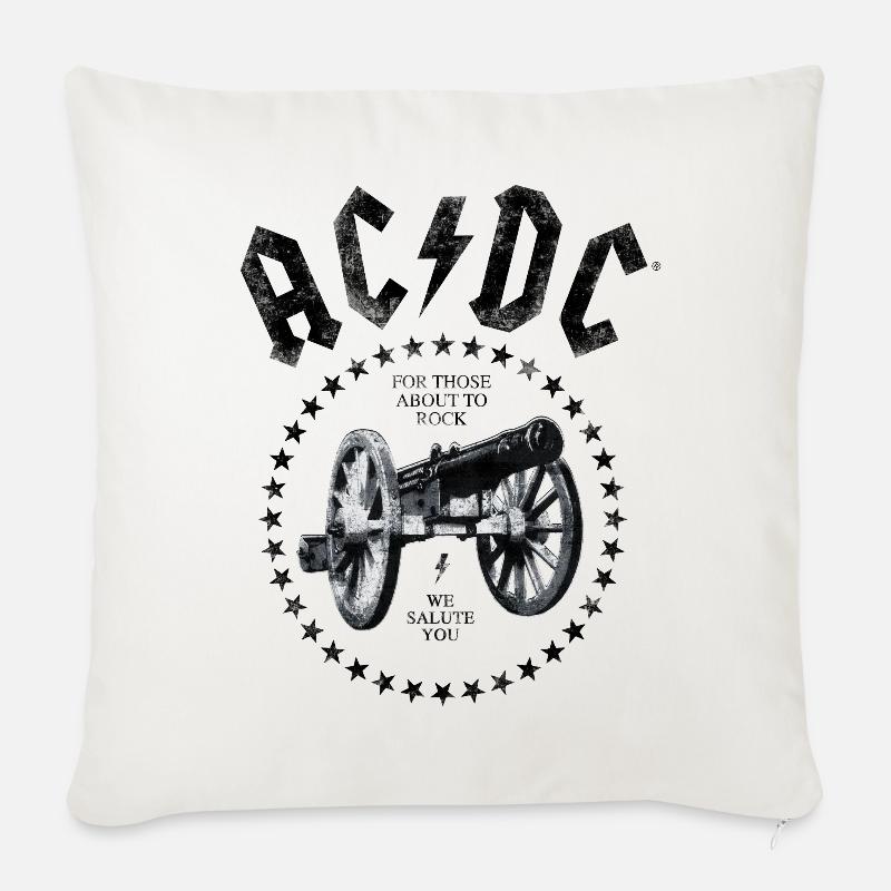AC/DC for de som skal rocke logo med kanon - Sofapute med fylling 45 x 45 cm - naturhvit